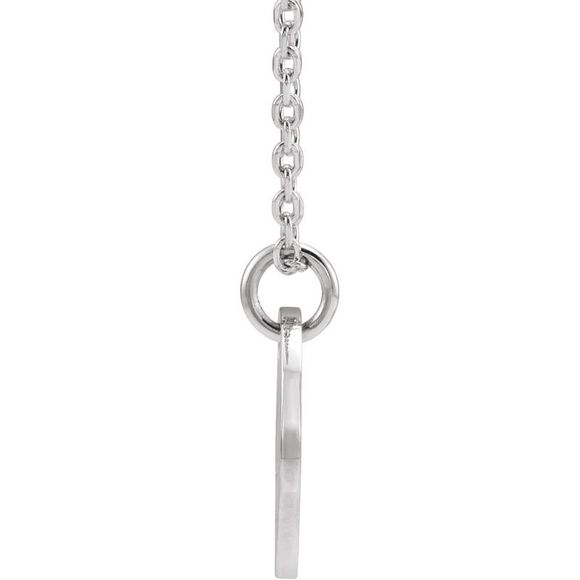Sterling Silver Initial C, Small 10mm Pierced Disc Necklace, 16-18 In. - Picture 2 of 5